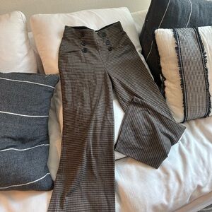 Stylish Brown Plaid High-Waisted Pants